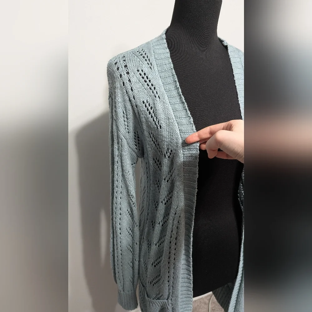 Hippie Rose Women's Light Blue Open Knit Cardigan Size Small